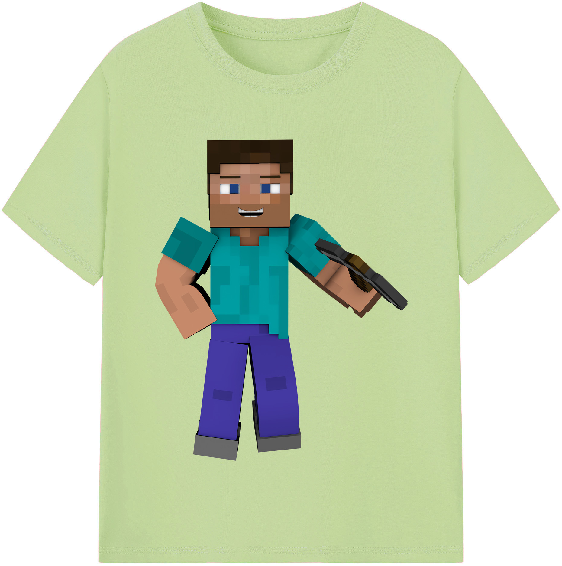 （画像用） マインクラフト ブロックの世界 Minecraft MC Block world 綿100％半袖Tシャツ（フロントプリント）